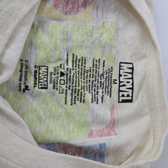Marvel Comics Shirt Mens Medium White Graphic Tee Superheroes Thor Hulk Iron Man - Picture 5 of 8